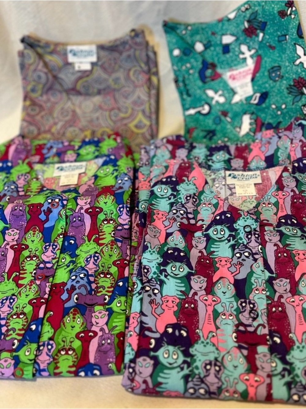 Scrubs bundle 4 tops colorful print size small
